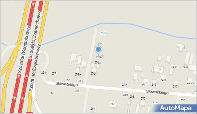 Piotrków Trybunalski, Słowackiego Juliusza, 251b, mapa Piotrków Trybunalski