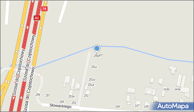 Piotrków Trybunalski, Słowackiego Juliusza, 251d, mapa Piotrków Trybunalski