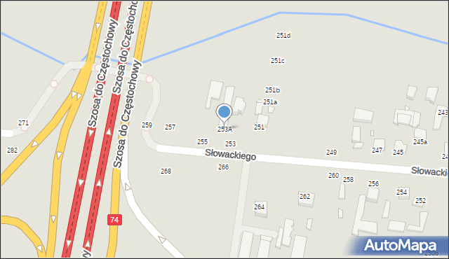 Piotrków Trybunalski, Słowackiego Juliusza, 253A, mapa Piotrków Trybunalski