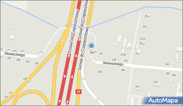 Piotrków Trybunalski, Słowackiego Juliusza, 259, mapa Piotrków Trybunalski