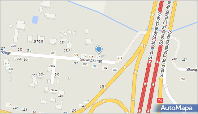 Piotrków Trybunalski, Słowackiego Juliusza, 273, mapa Piotrków Trybunalski