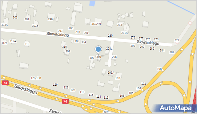 Piotrków Trybunalski, Słowackiego Juliusza, 300, mapa Piotrków Trybunalski