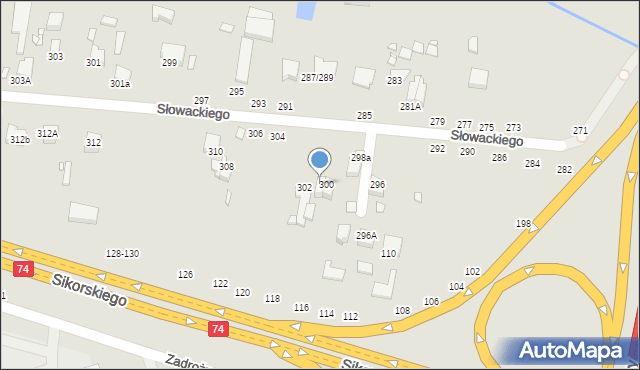 Piotrków Trybunalski, Słowackiego Juliusza, 300A, mapa Piotrków Trybunalski