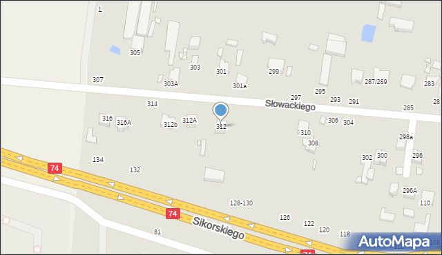 Piotrków Trybunalski, Słowackiego Juliusza, 312, mapa Piotrków Trybunalski