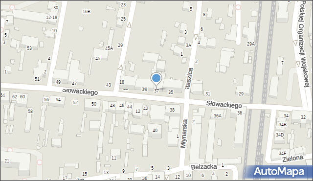 Piotrków Trybunalski, Słowackiego Juliusza, 37, mapa Piotrków Trybunalski