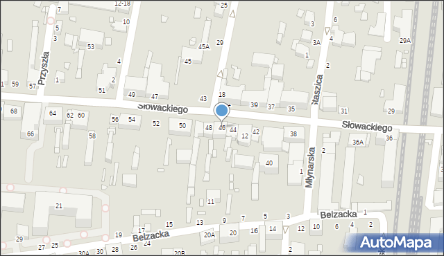 Piotrków Trybunalski, Słowackiego Juliusza, 46, mapa Piotrków Trybunalski
