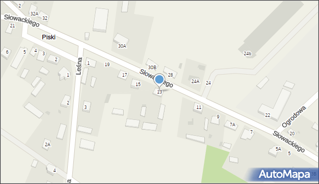 Piski, Słowackiego Juliusza, 13, mapa Piski