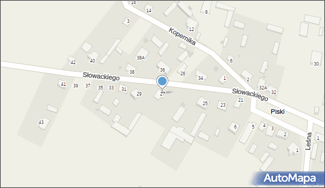 Piski, Słowackiego Juliusza, 27, mapa Piski