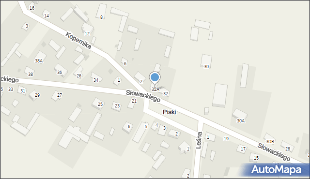 Piski, Słowackiego Juliusza, 32A, mapa Piski