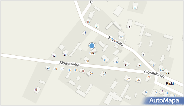 Piski, Słowackiego Juliusza, 38A, mapa Piski