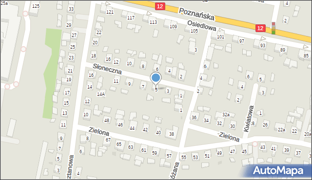 Pleszew, Słoneczna, 5, mapa Pleszew