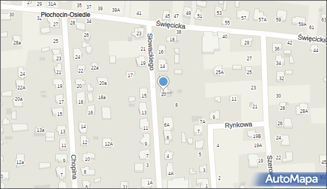 Płochocin, Słowackiego Juliusza, 10, mapa Płochocin