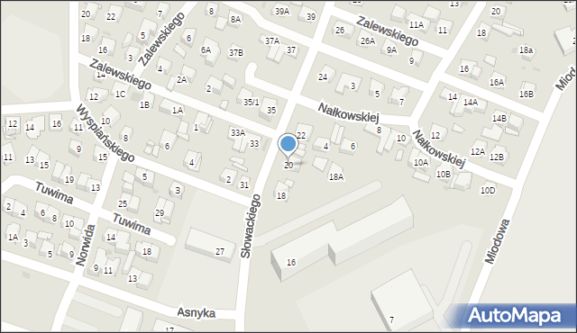 Płock, Słowackiego Juliusza, 20, mapa Płock