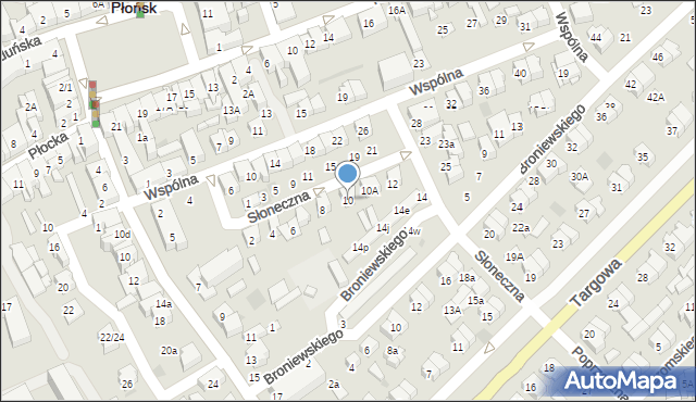 Płońsk, Słoneczna, 10, mapa Płońsk