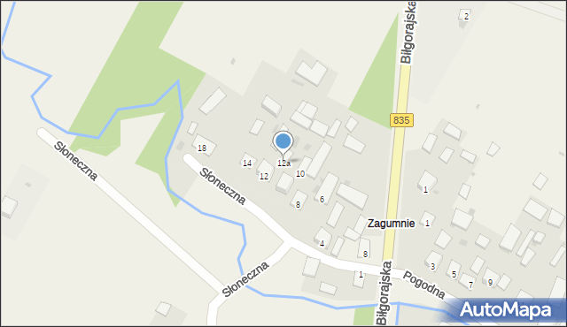 Płusy, Słoneczna, 12a, mapa Płusy