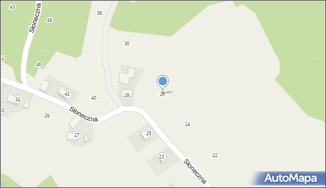 Podchybie, Słoneczna, 26, mapa Podchybie