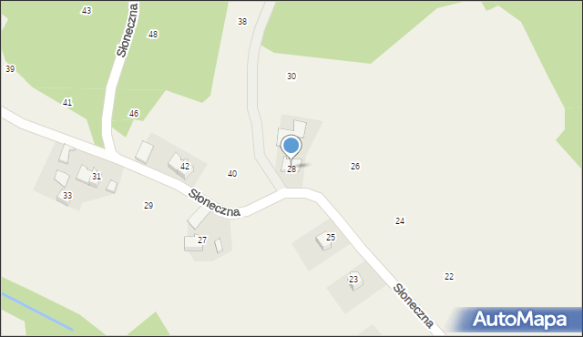 Podchybie, Słoneczna, 28, mapa Podchybie