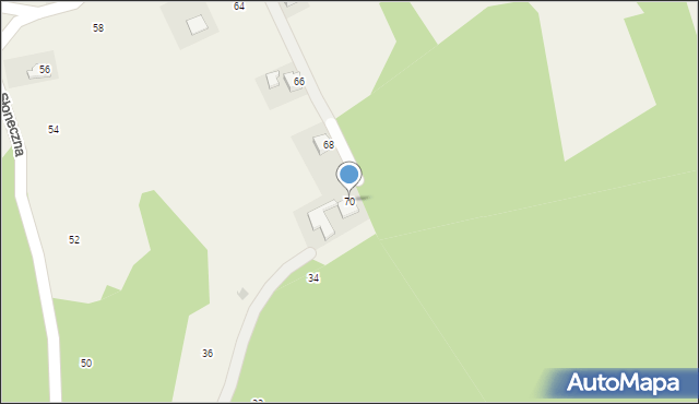 Podchybie, Słoneczna, 70, mapa Podchybie