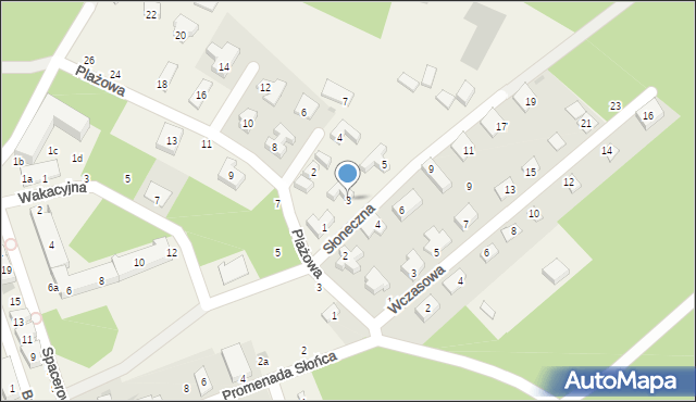 Poddąbie, Słoneczna, 3, mapa Poddąbie