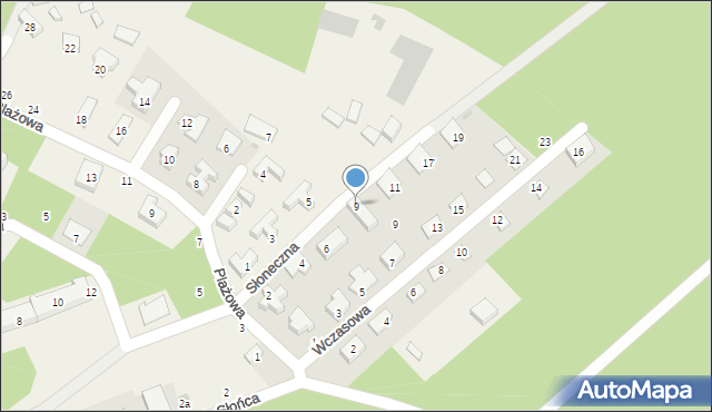 Poddąbie, Słoneczna, 9, mapa Poddąbie