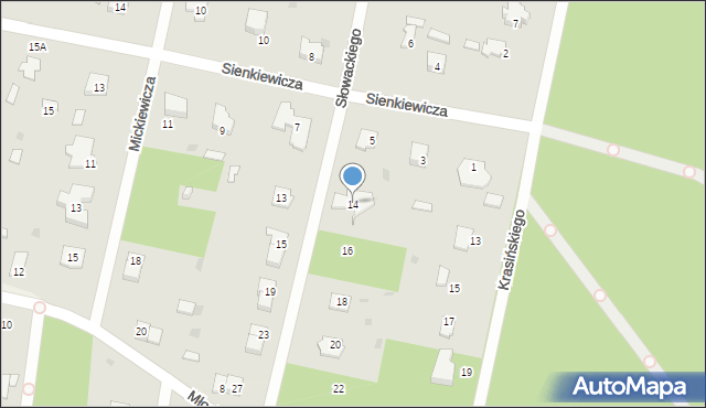 Podkowa Leśna, Słowackiego Juliusza, 14, mapa Podkowa Leśna