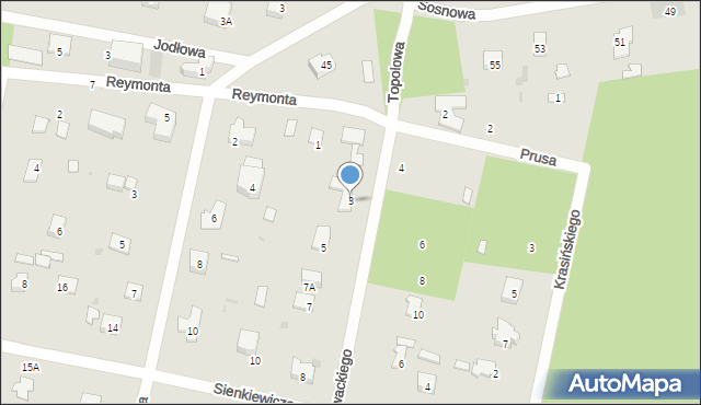 Podkowa Leśna, Słowackiego Juliusza, 3, mapa Podkowa Leśna