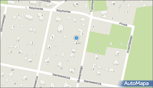 Podkowa Leśna, Słowackiego Juliusza, 5, mapa Podkowa Leśna
