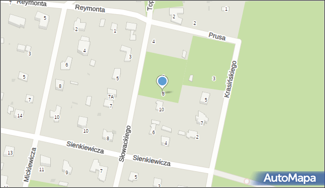 Podkowa Leśna, Słowackiego Juliusza, 8, mapa Podkowa Leśna