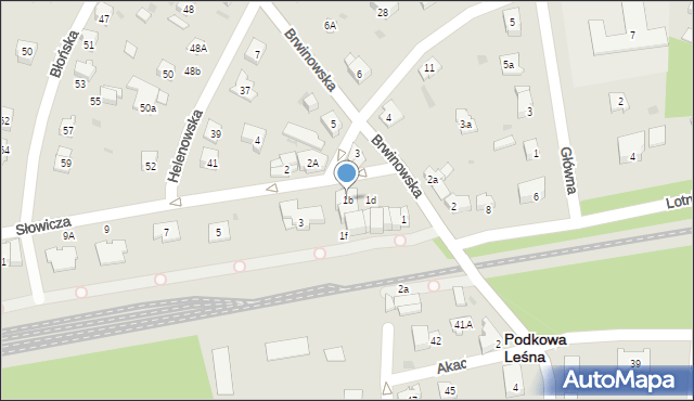 Podkowa Leśna, Słowicza, 1b, mapa Podkowa Leśna