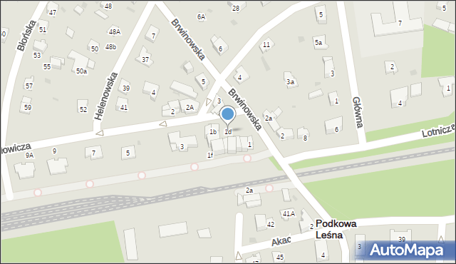 Podkowa Leśna, Słowicza, 1d, mapa Podkowa Leśna