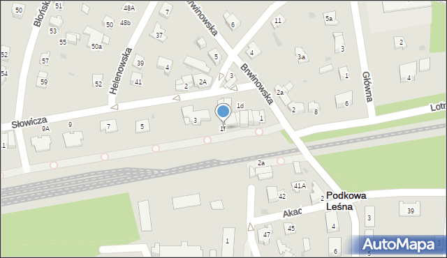 Podkowa Leśna, Słowicza, 1f, mapa Podkowa Leśna