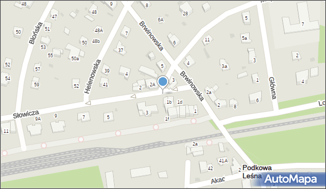 Podkowa Leśna, Słowicza, 1i, mapa Podkowa Leśna