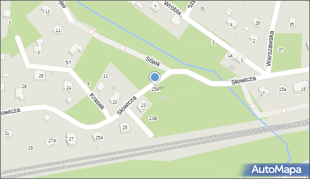 Podkowa Leśna, Słowicza, 23A, mapa Podkowa Leśna