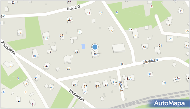 Podkowa Leśna, Słowicza, 36, mapa Podkowa Leśna