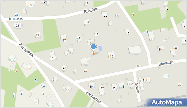 Podkowa Leśna, Słowicza, 38, mapa Podkowa Leśna