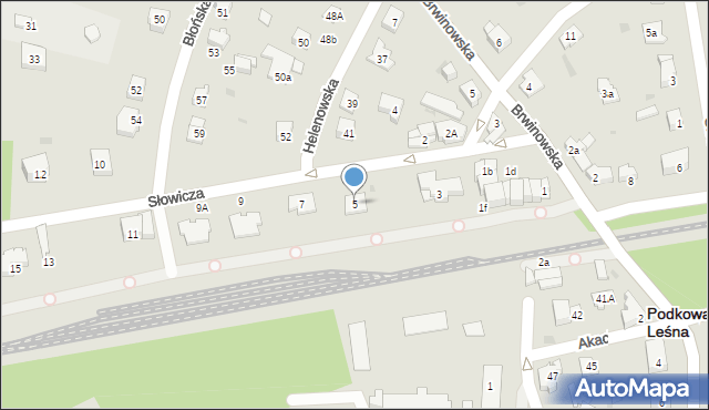 Podkowa Leśna, Słowicza, 5, mapa Podkowa Leśna