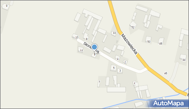 Podnieśno, Słoneczna, 9, mapa Podnieśno