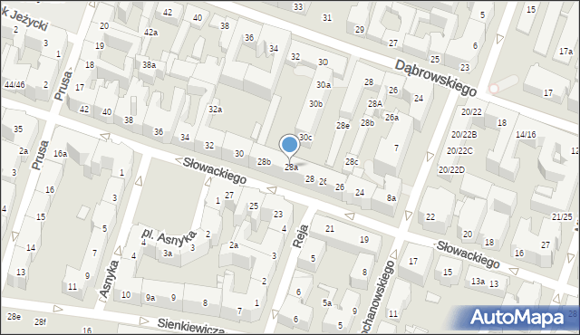 Poznań, Słowackiego Juliusza, 28a, mapa Poznania