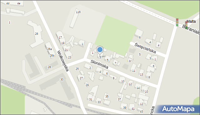 Poznań, Słonimska, 3, mapa Poznania