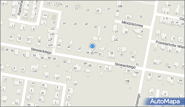 Pruszcz Gdański, Słowackiego Juliusza, 51, mapa Pruszcz Gdański