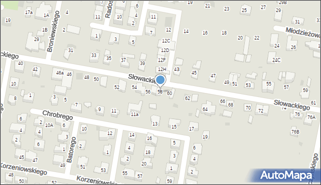 Pruszcz Gdański, Słowackiego Juliusza, 58, mapa Pruszcz Gdański
