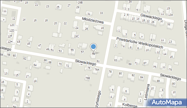 Pruszcz Gdański, Słowackiego Juliusza, 59, mapa Pruszcz Gdański