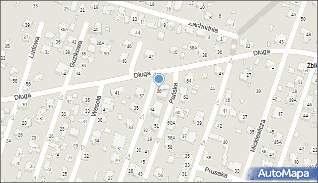 Pruszków, Słowackiego Juliusza, 36, mapa Pruszków