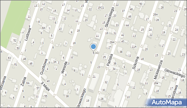 Pruszków, Słowackiego Juliusza, 7, mapa Pruszków