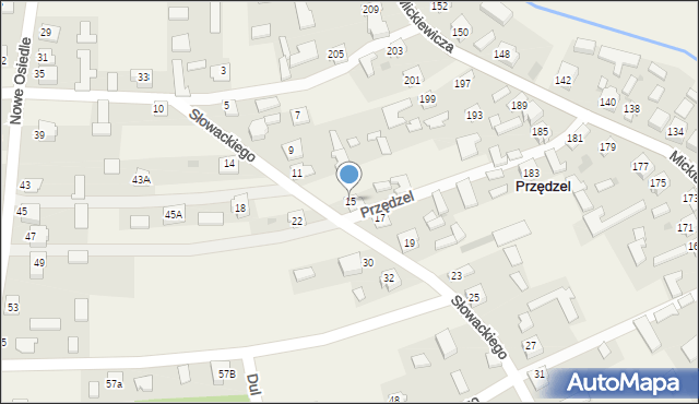 Przędzel, Słowackiego Juliusza, 15, mapa Przędzel