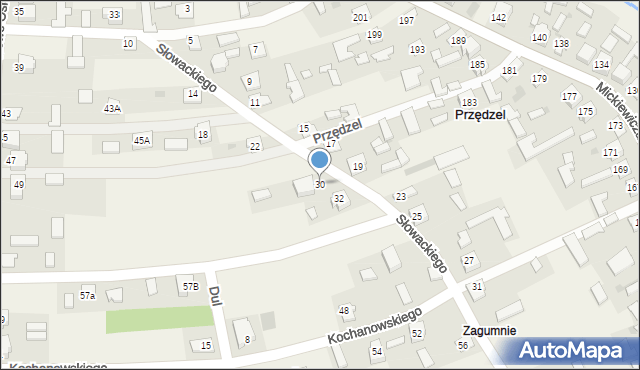 Przędzel, Słowackiego Juliusza, 30, mapa Przędzel