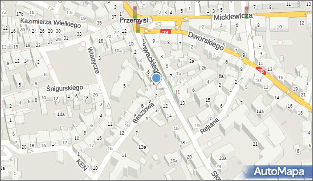 Przemyśl, Słowackiego Juliusza, 10, mapa Przemyśla