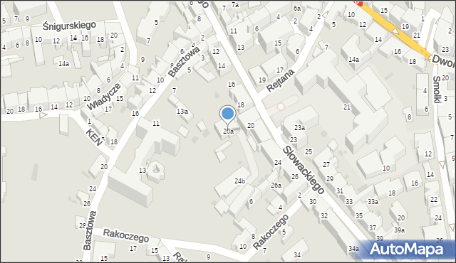 Przemyśl, Słowackiego Juliusza, 20a, mapa Przemyśla