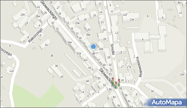 Przemyśl, Słowackiego Juliusza, 45, mapa Przemyśla