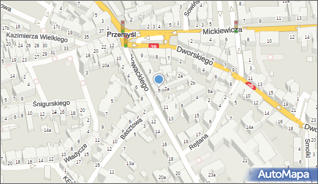 Przemyśl, Słowackiego Juliusza, 7, mapa Przemyśla